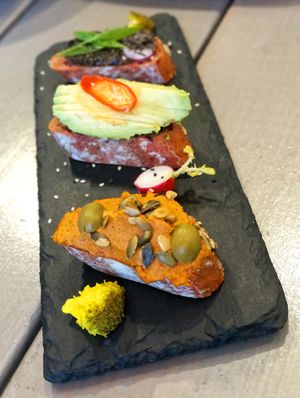 Trio bruschetta at Kozy Eats  in Riga