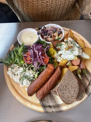 Breakfast with extra sausage   at Kozy Eats  in Riga