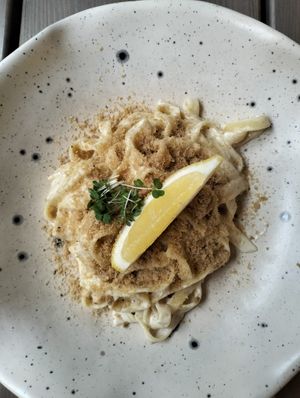 Lemon pasta at Kozy Eats  in Riga