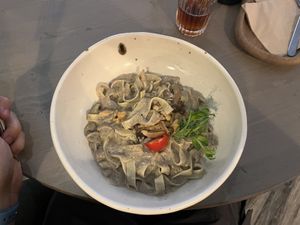 Mushroom pasta with truffles  at Kozy Eats  in Riga