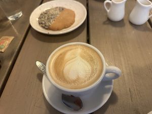 Lovely coffee & almond biscuits   at Kozy Eats  in Riga