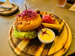 Jackfruit burger at Kozy Eats  in Riga