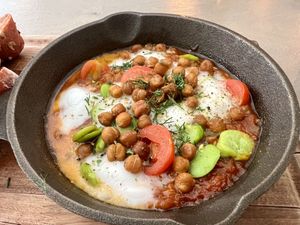 Breakfast in a pan  at Kozy Eats  in Riga