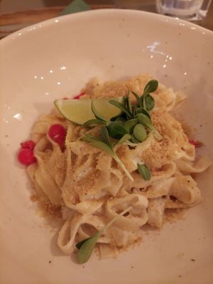 Lemon pasta at Kozy Eats  in Riga