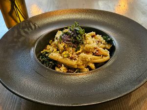 Pistachio pesto pasta at Kozy Eats  in Riga