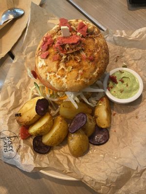 spicy bean burger at Kozy Eats  in Riga