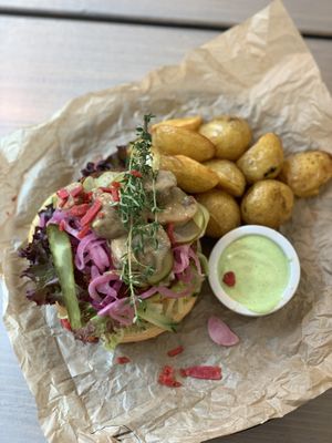 Topless burger at Kozy Eats  in Riga