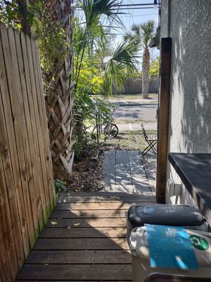 1st Recycle bin! I've seen in FL this time around. Parking for my electric scooter. at Black Radish Bodega in Tampa