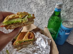 Vegan Bacon, lettuce, tomato, tofurkey, vegan honey mustard, & vinegar on cuban bread. at Black Radish Bodega in Tampa
