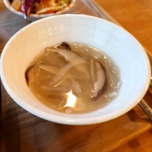 mushroom onion soup (side dish) at Bab Full Ggot 밥풀꽃 in Seoul