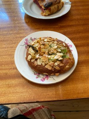 bun with asparagus dutch sauce and almonds, sooooo great!!!  at Masz Babo Placek in Poznan