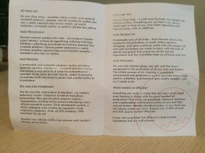 Descriptions at Ozzy Nuts in Belgrade