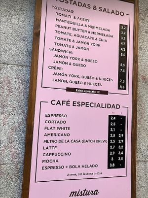 Menu at Mistura - Toledo in Madrid