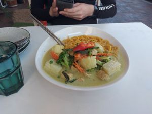 Green curry spaghetti at Healthy Thai in East Victoria Park