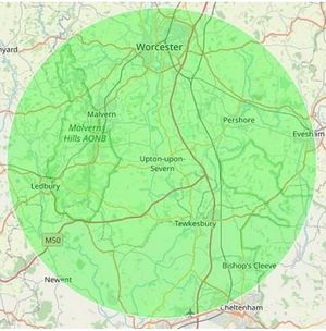 Delivery Radius  at Gourmandize in Upton-upon-seven