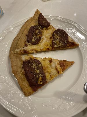 Pepperoni pizza with gluten-free crust  at The King's Feet in Berkeley