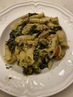 Pesto Sausage Puttanesca (wit gf penne pasta) at The King's Feet in Berkeley