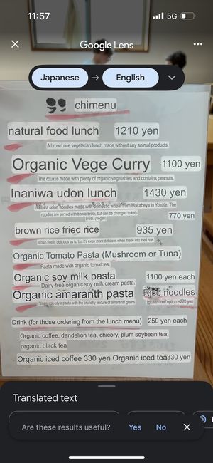 Translated menu page 1  at Sweet Market in Akita