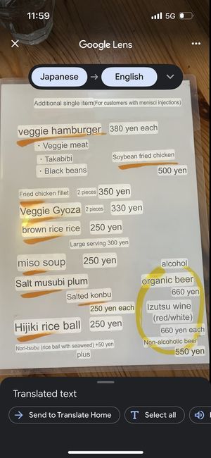 Translated menu page 2  at Sweet Market in Akita
