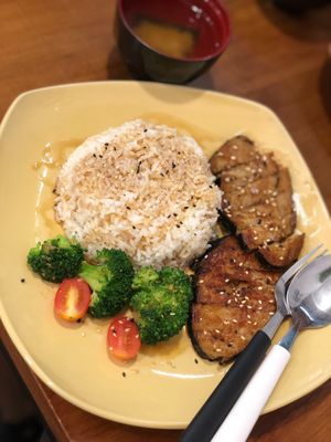 Teriyaki cod fish with rice at SoFood 尚素 in Northeast Singapore