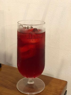Roselle tea - was expecting it to be more sourish than sweet. Tasted more like Ribena than roselle.  at SoFood 尚素 in Northeast Singapore