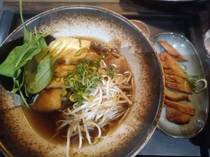 ramen without egg. with vegan duck at Miyako Ramen in Linz