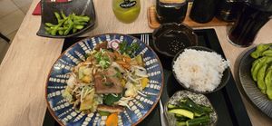 I love the restaurant. The food is so delicious. ❤️ Vegan duck with rice. at Miyako Ramen in Linz