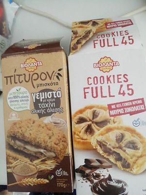 Delicious tahini and chocolate filled cookies! at Alphamega Aphrodite in Paphos