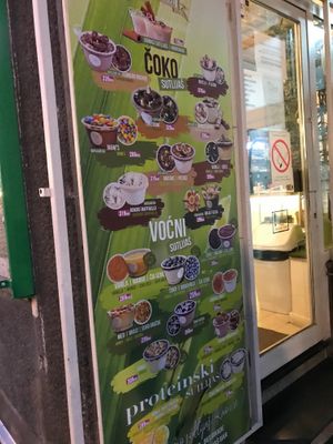 A poster outside the shop. at Rice Kings Sutlijaš Bar in Belgrade