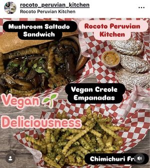 Come get Massive VEGAN Umami Flavors @Rocoto Peruvian Kitchen Cooking up Peruvian Classics thoughtfully Vegan!!*Vegan Creole Empanadas* Mushroom Saltado Sando* Crispy Tofu & ...  at Rocoto Peruvian Kitchen in Portland