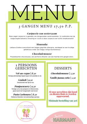 Weekmenu van woensdag 18 november tot en met zondag 22 november at Taverne Charmant in Gronsveld