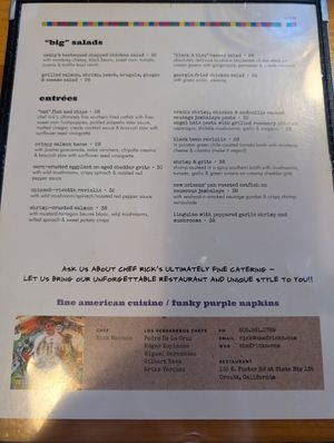 Menu at Chef Rick's in Orcutt