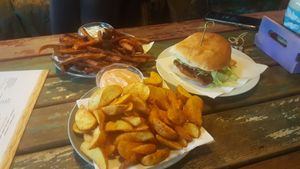Burger and fries at Hang Loose Bar in Rosenheim