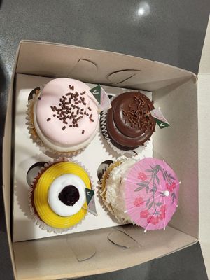 4 of the most popular flavors: Neopolitan, chocolate with chocolate fudge, piña colada, strawberry blueberry at Patty's Cakes and Desserts in Fullerton