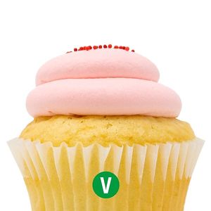 Vegan White With Strawberry Mousse Cupcake at Patty's Cakes and Desserts in Fullerton