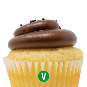 Vegan White With Chocolate Fudge Cupcake at Patty's Cakes and Desserts in Fullerton