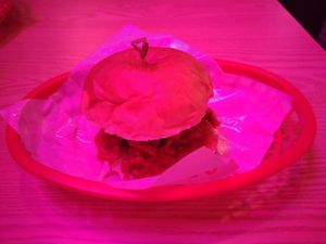 Piggy Smalls (Smoky BBQ pulled 'pork' with apple slaw, silky house-made mayo and an onion fritter on a soft brioche bun) at Big Dill in Hong Kong Island