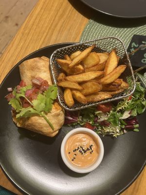 Burrito vegan with spicy vegan mayo  at Pivstro in Plzen