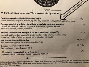 They have a weekly menu which included a Buddha Bowl   at Pivstro in Plzen