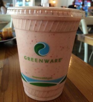 What a peach smoothie without honey. at Field of Greens in West Palm Beach
