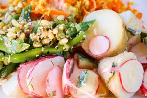 Delicious vegan salad plate at Yoga Sutra Shala in Alicante