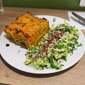 Gratin with salad (main course) at Maison Sukoon in Paris