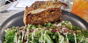 Tourte with textured soy proteins and veggies at Maison Sukoon in Paris