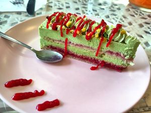 Pistachio cheesecake at Maison Sukoon in Paris