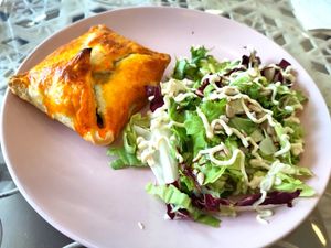 Spinach and dried tomato feuilleté at Maison Sukoon in Paris