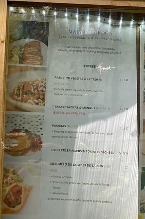 Menu at Maison Sukoon in Paris