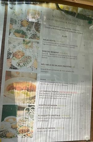 Menu at Maison Sukoon in Paris