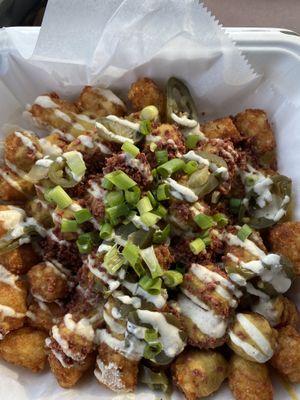 Loaded tots  at Tree Hugger Plant-Based Kitchen in Kansas City