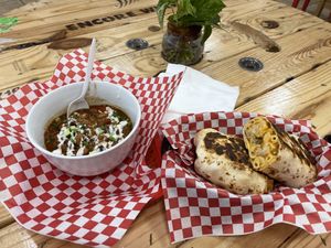 Chili and Buffalo Mac Wrap  at Tree Hugger Plant-Based Kitchen in Kansas City