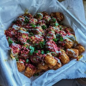 Loaded tots at Tree Hugger Plant-Based Kitchen in Kansas City